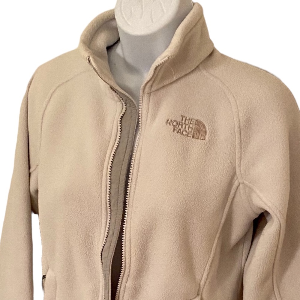 THE NORTH FACE FLEECE JACKET IVORY & GRAY FULL ZIP WITH POCKETS WOMENS XS - Picture 8 of 16